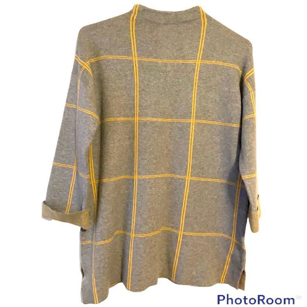 Tahari Women’s Grey and Yellow Striped Long Sleeve Top Size S 📦